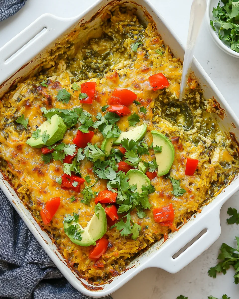 Salsa Verde Chicken and Rice Casserole