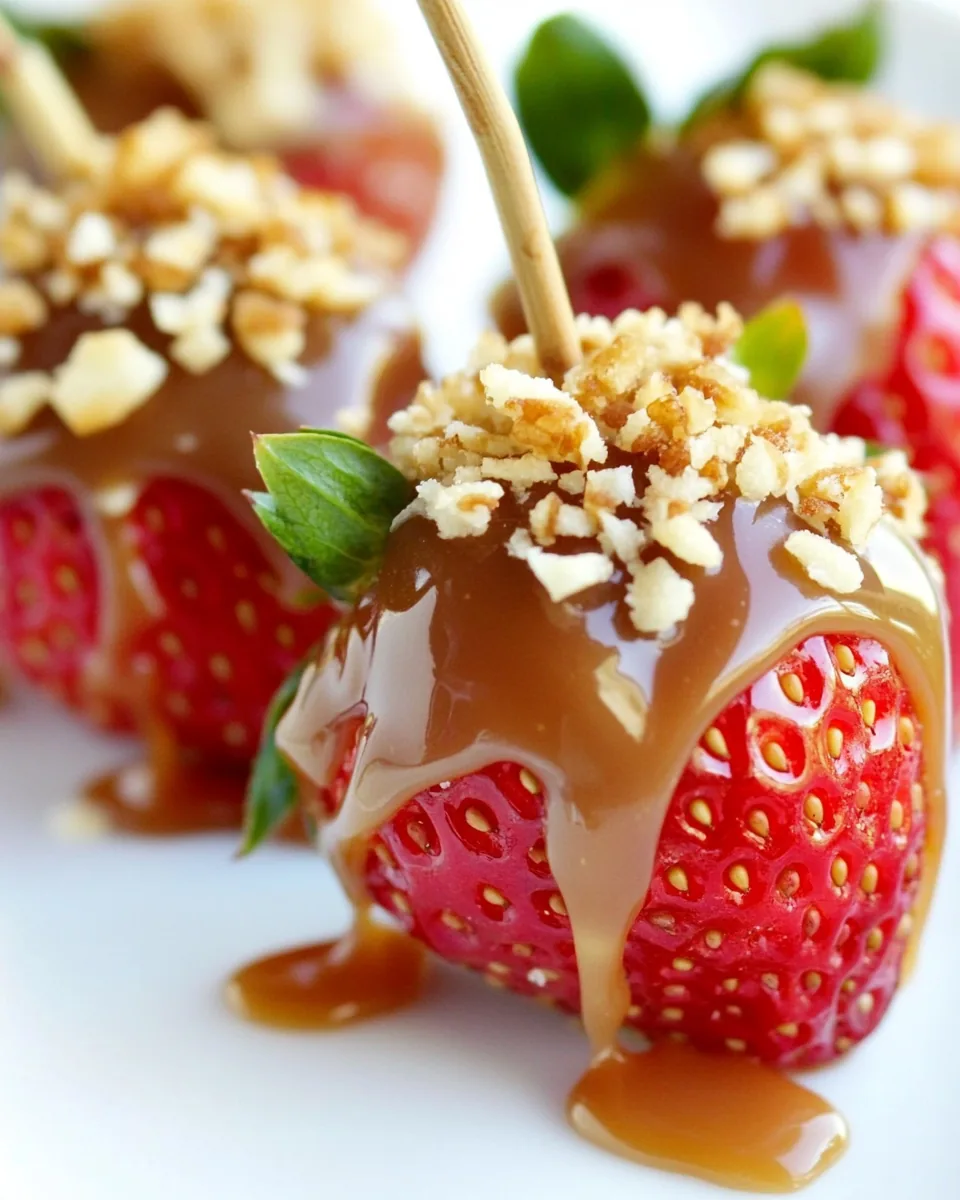 Salted Caramel Covered Strawberries