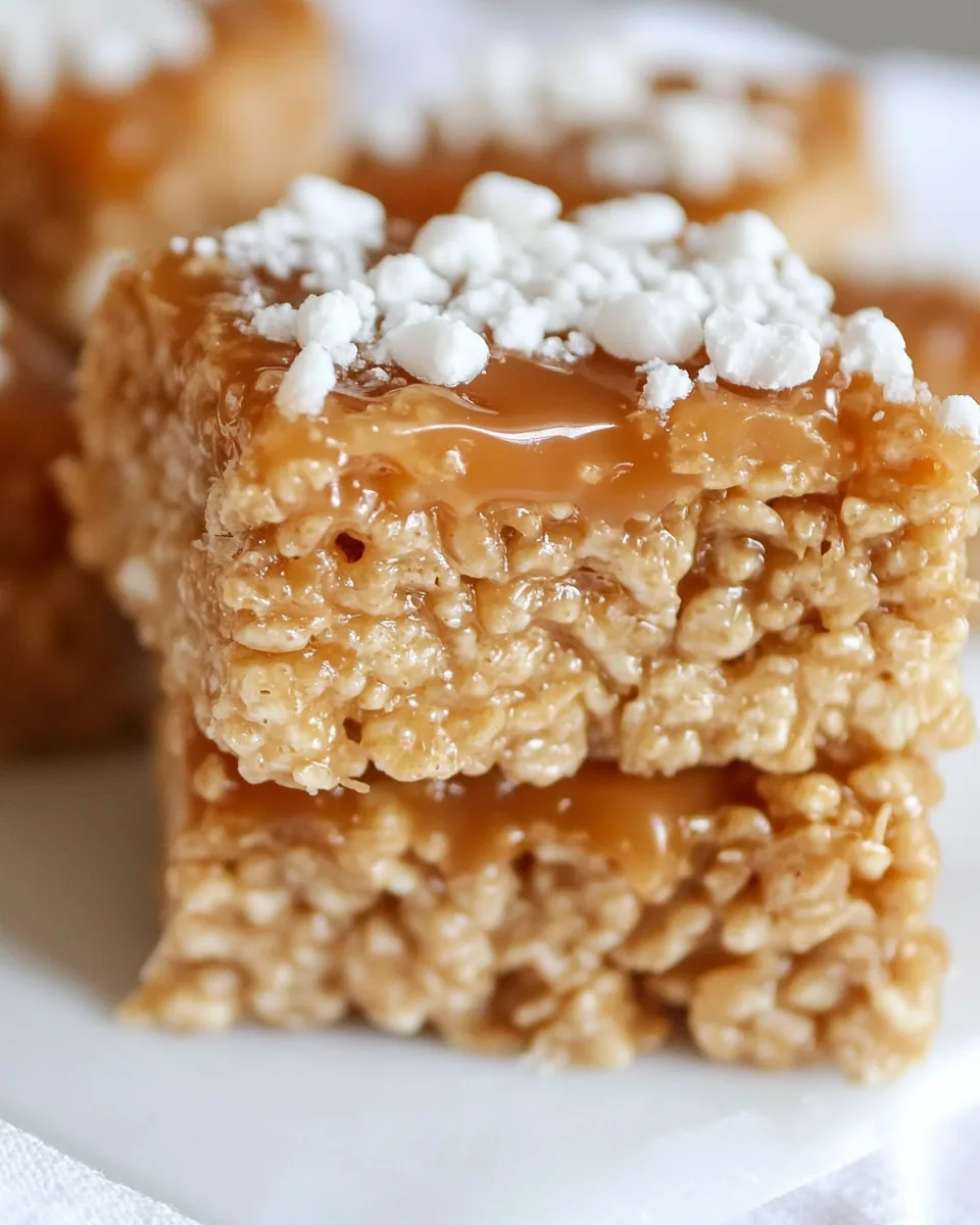 Salted Caramel Peanut Butter Rice Krispie Treats