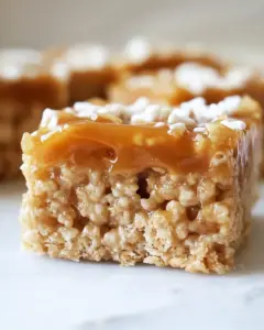 Salted Caramel Peanut Butter Rice Krispie Treats