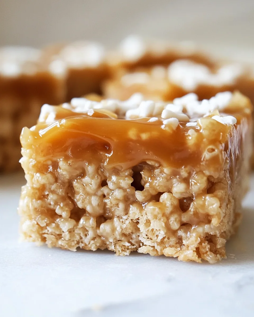 Salted Caramel Peanut Butter Rice Krispie Treats