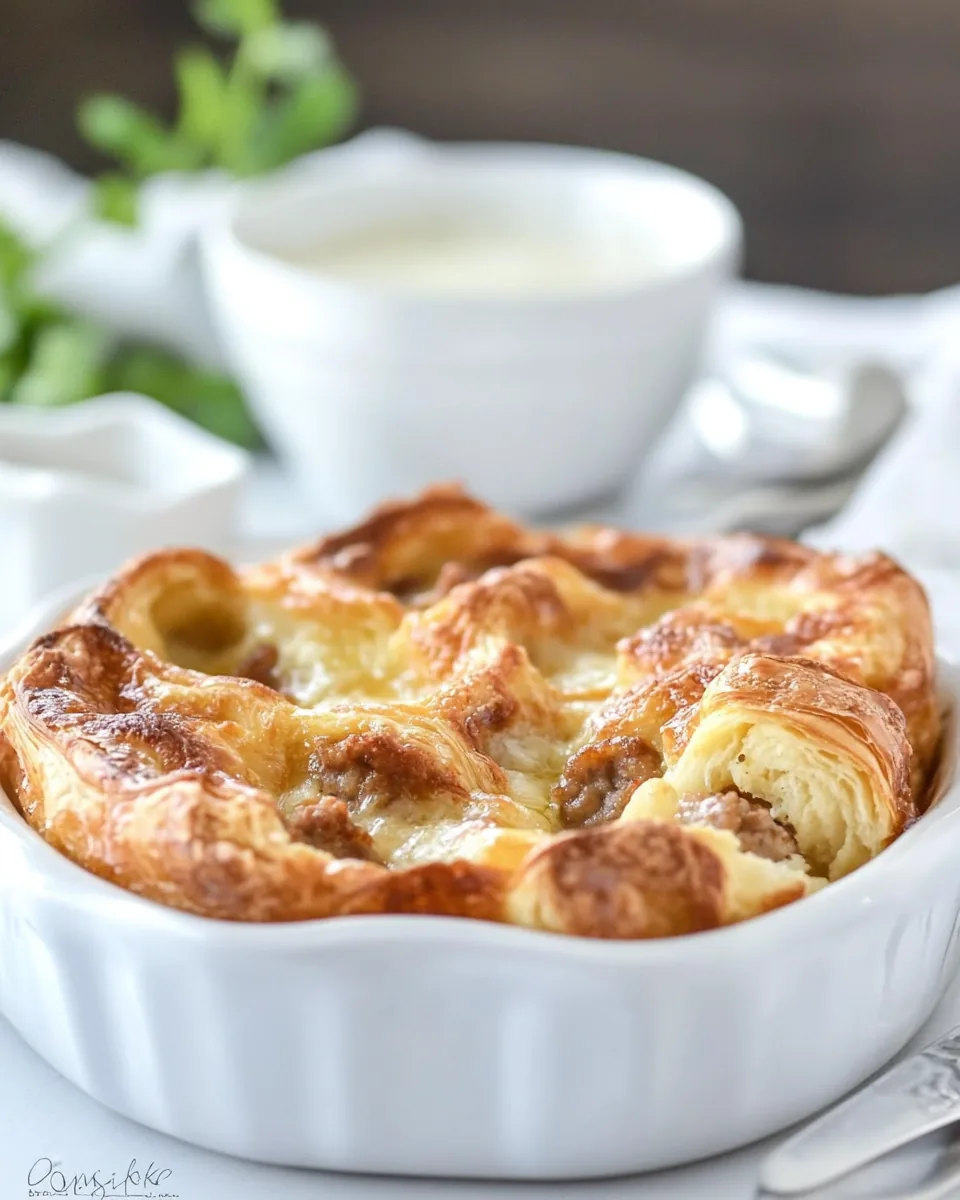 Sausage Croissant French Toast Casserole