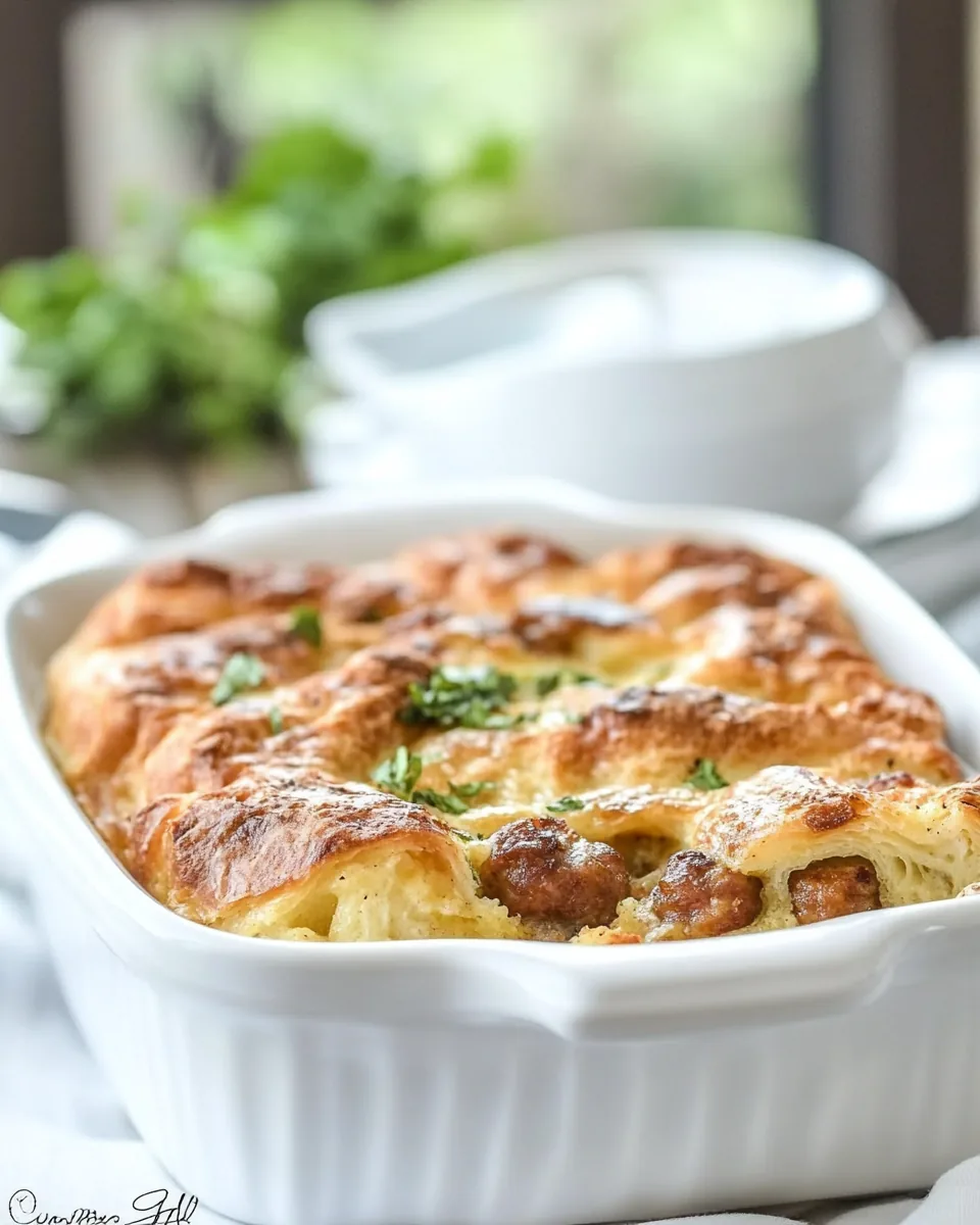 Sausage Croissant French Toast Casserole