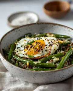 Sesame Green Beans with Quinoa and Eggs