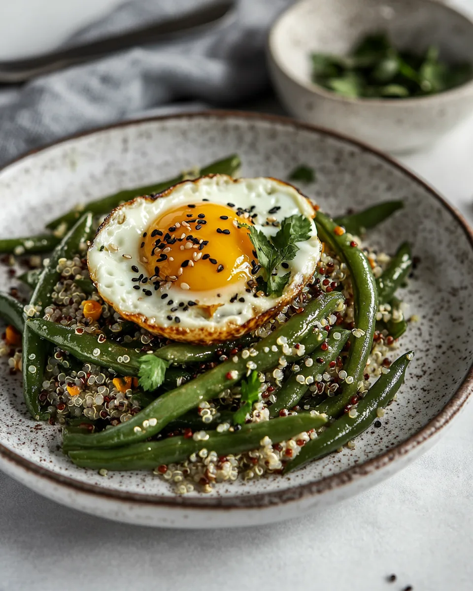 Sesame Green Beans with Quinoa and Eggs