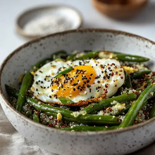 Sesame Green Beans with Quinoa and Eggs