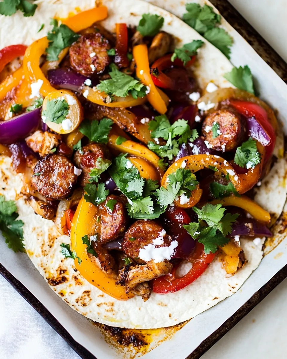 Sheet Pan Chicken Sausage Fajitas