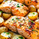 Lemon Dijon Baked Salmon and Potatoes