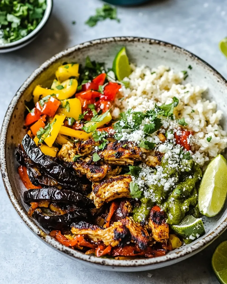 Sheet Pan Poblano Chicken Fajita Bowls