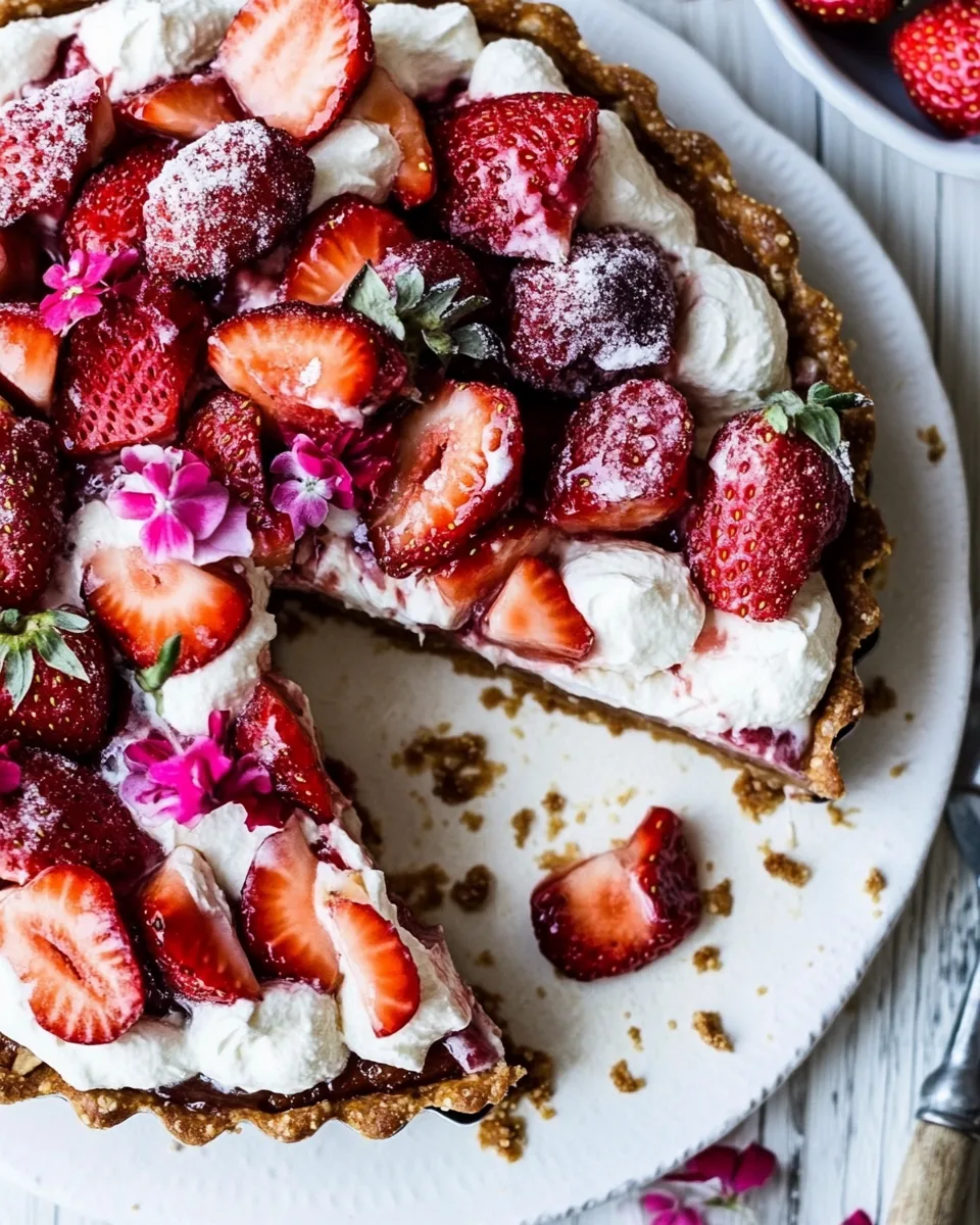 Simple Strawberry and Cream Rye Pretzel Tart