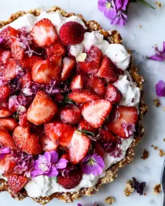 Simple Strawberry and Cream Rye Pretzel Tart