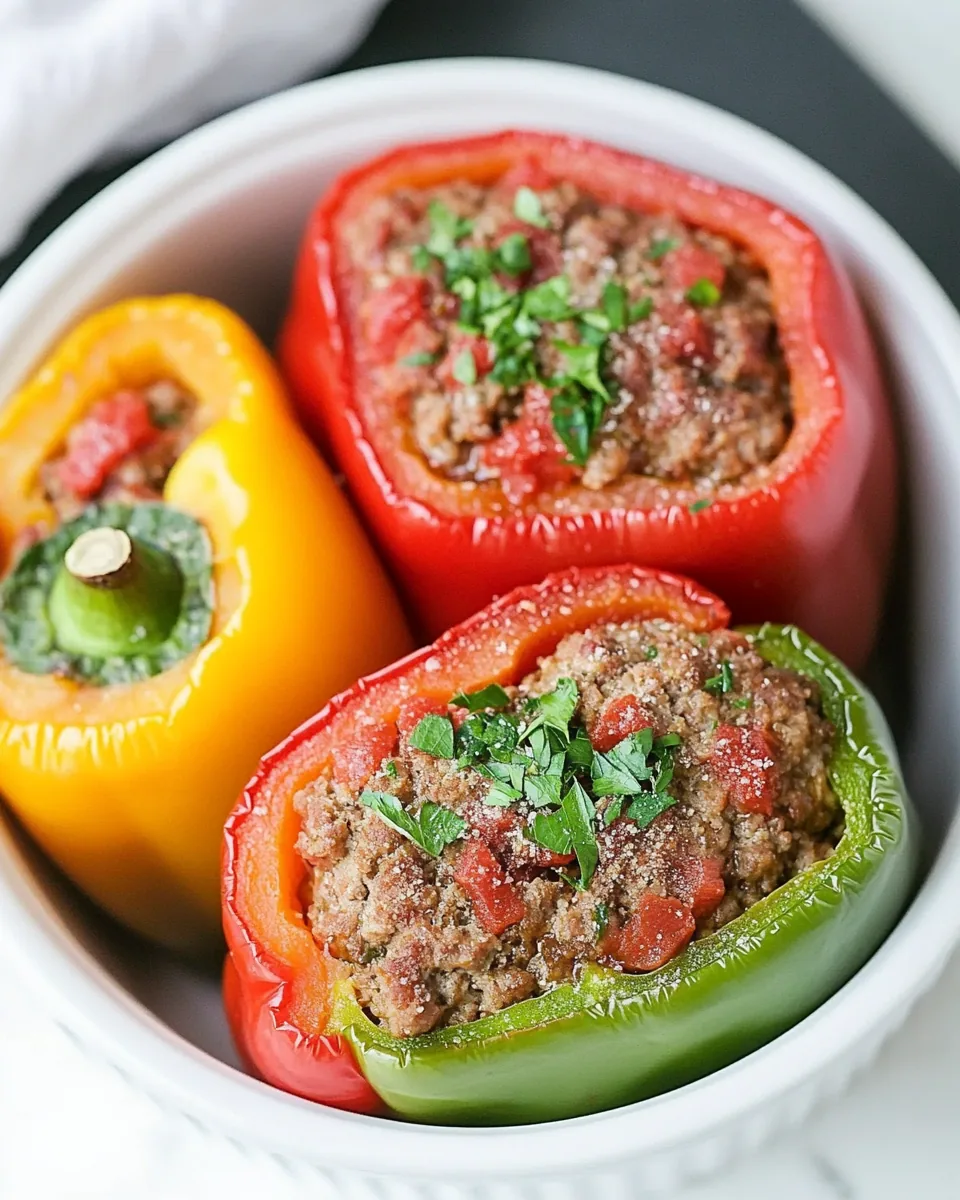 Slow Cooker Meatloaf Stuffed Peppers