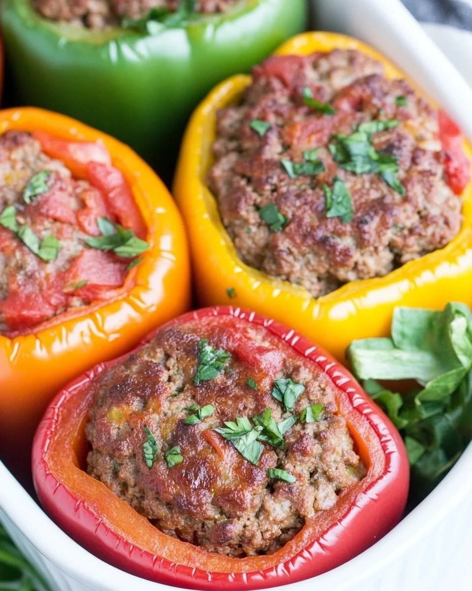 Slow Cooker Meatloaf Stuffed Peppers