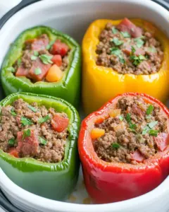 Slow Cooker Meatloaf Stuffed Peppers