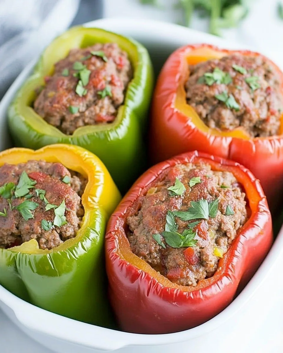 Slow Cooker Meatloaf Stuffed Peppers