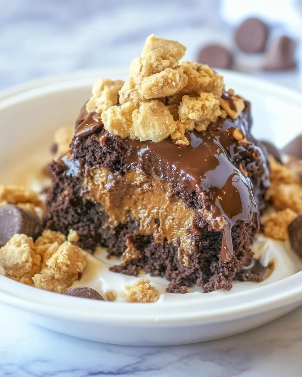 Slow Cooker Peanut Butter Brownie Pudding
