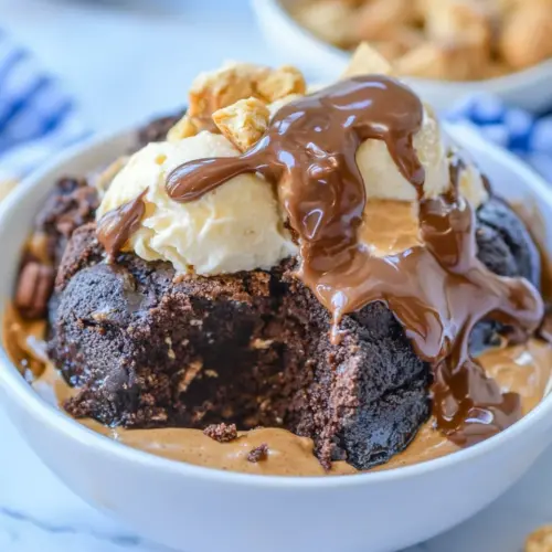 Slow Cooker Peanut Butter Brownie Pudding