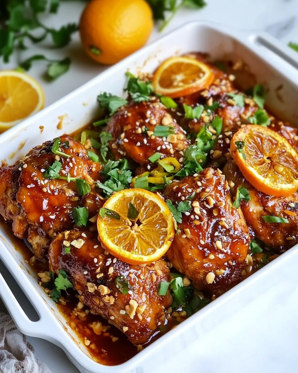 Sticky Thai Peanut Orange Chicken