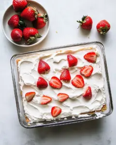Strawberry Rhubarb Tres Leches Cake