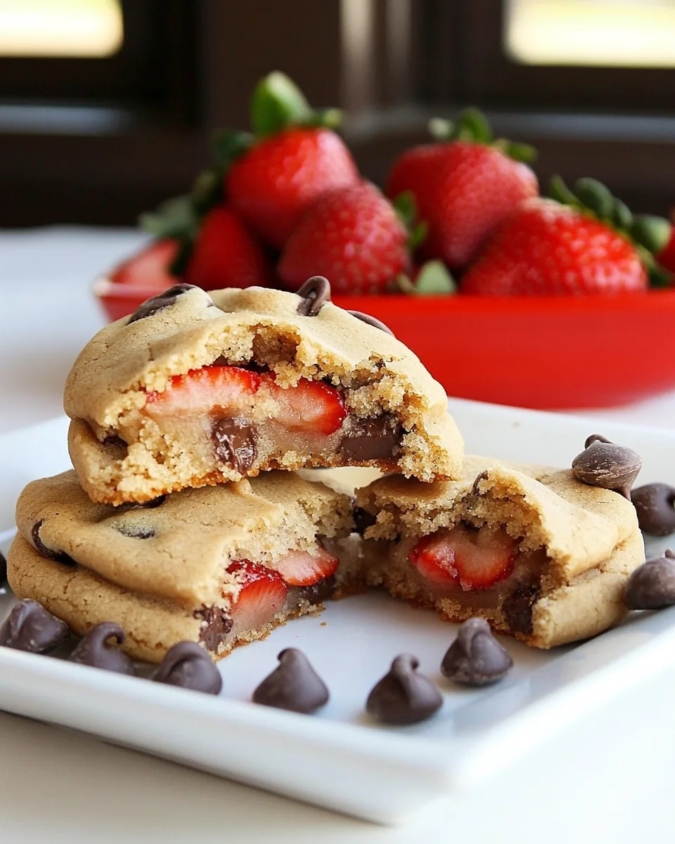 Strawberry Stuffed Chocolate Chip Cinnamon Cookies