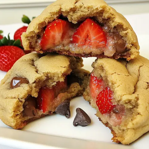 Strawberry Stuffed Chocolate Chip Cinnamon Cookies