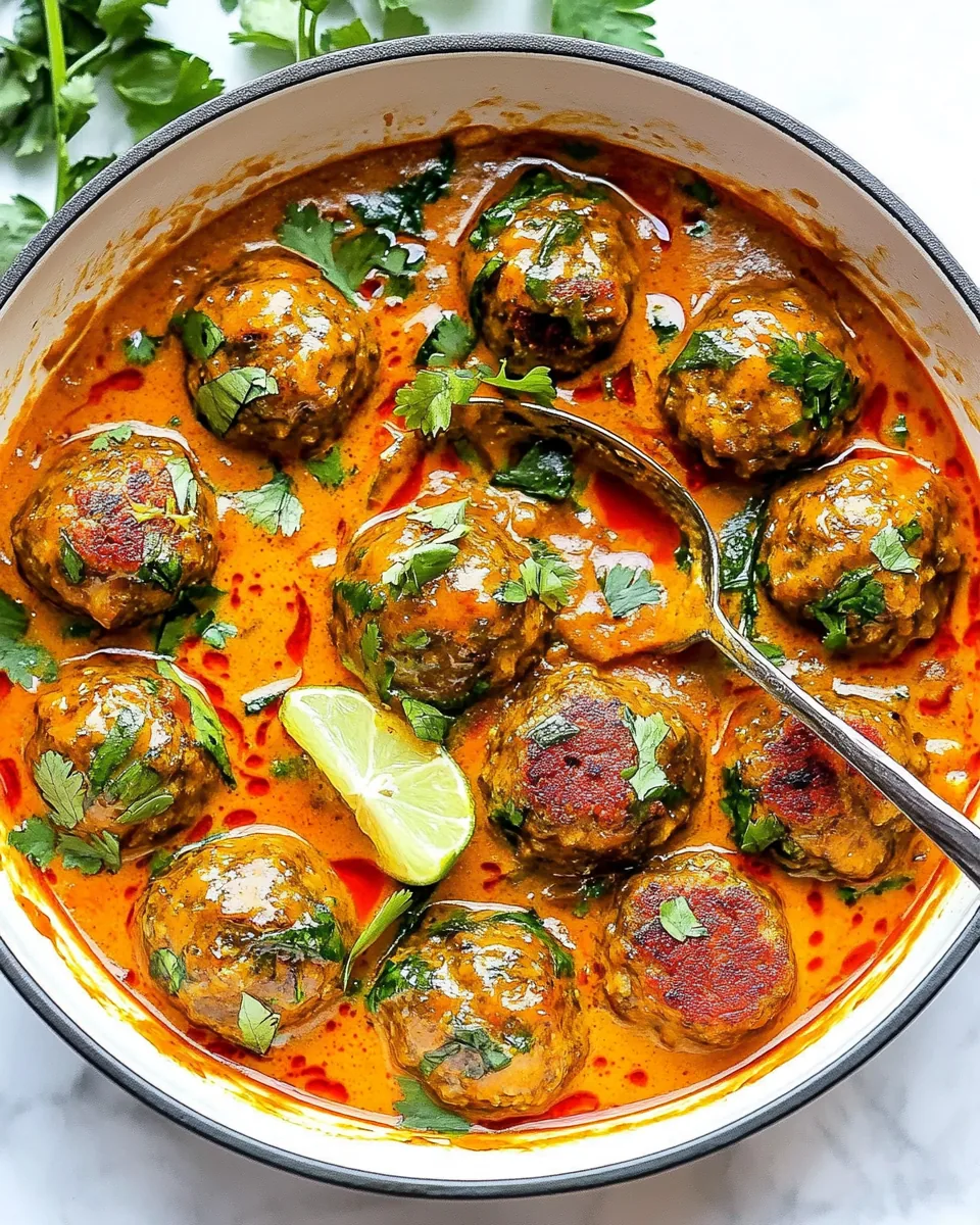 Thai Turkey Meatballs In Coconut Red Curry Sauce