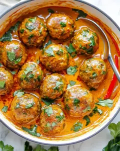 Thai Turkey Meatballs In Coconut Red Curry Sauce