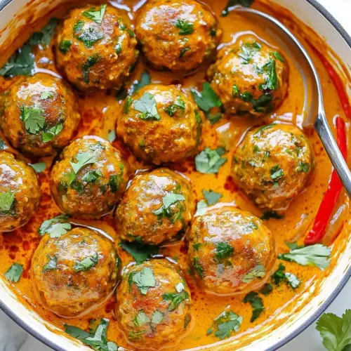 Thai Turkey Meatballs In Coconut Red Curry Sauce