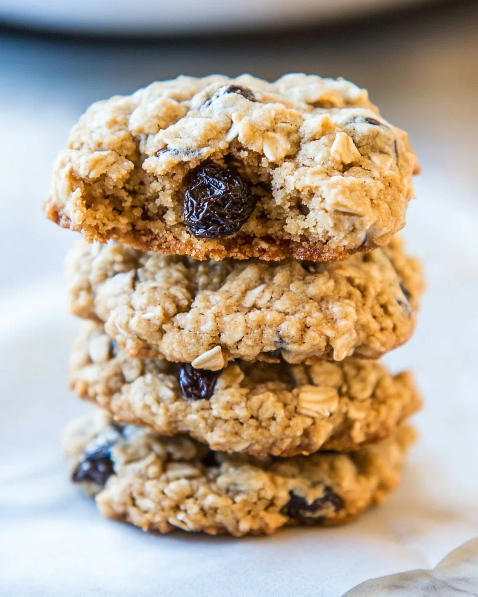 Thick and Chewy Oatmeal Raisin Cookies