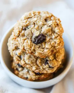 Thick and Chewy Oatmeal Raisin Cookies