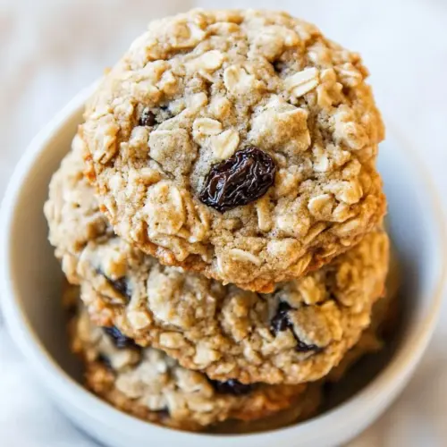 Thick and Chewy Oatmeal Raisin Cookies