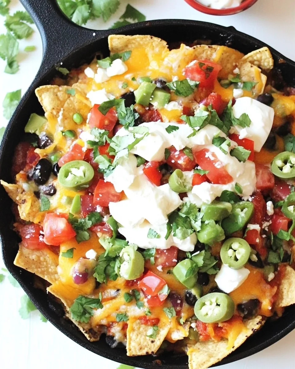 Three Cheese Skillet Nachos