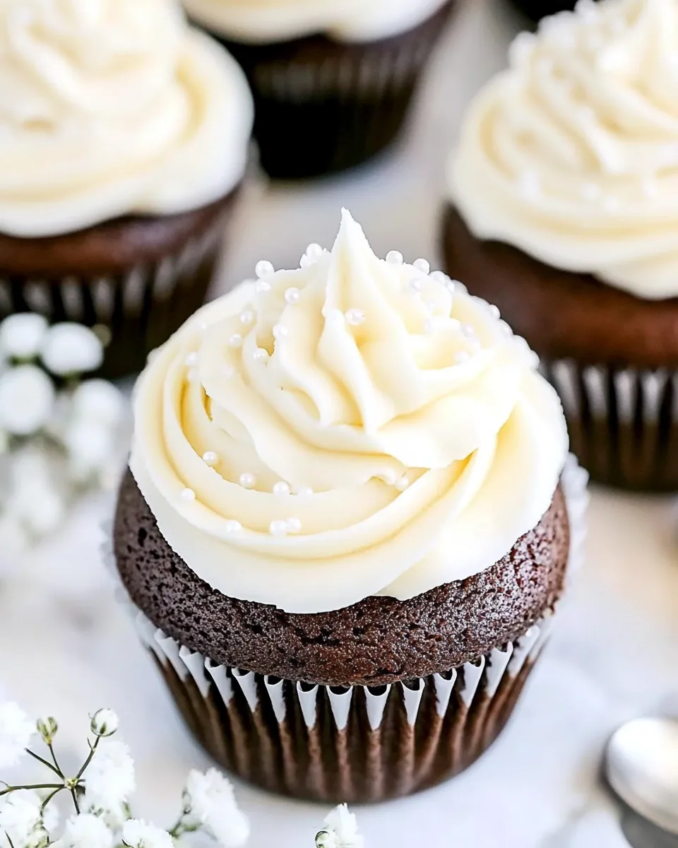 Vanilla Buttercream Topped Cocoa Cupcakes