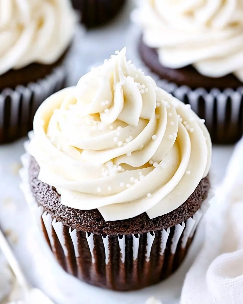 Vanilla Buttercream Topped Cocoa Cupcakes