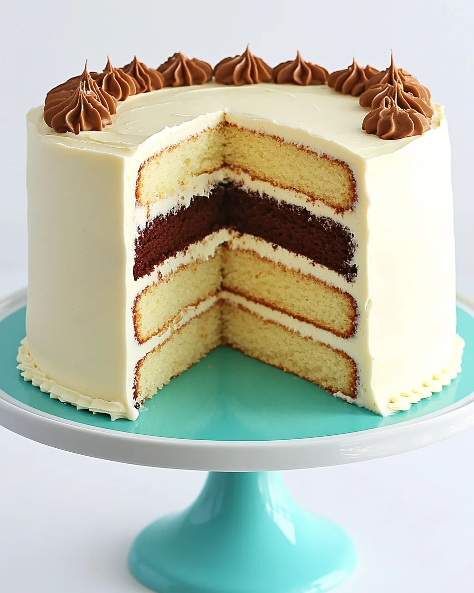 Vanilla Cake with Tiramisu Buttercream and Ganache Filling