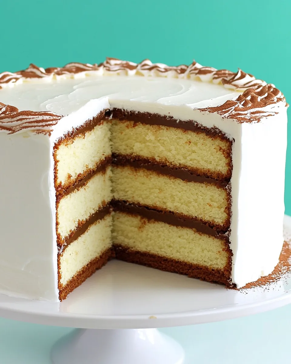 Vanilla Cake with Tiramisu Buttercream and Ganache Filling