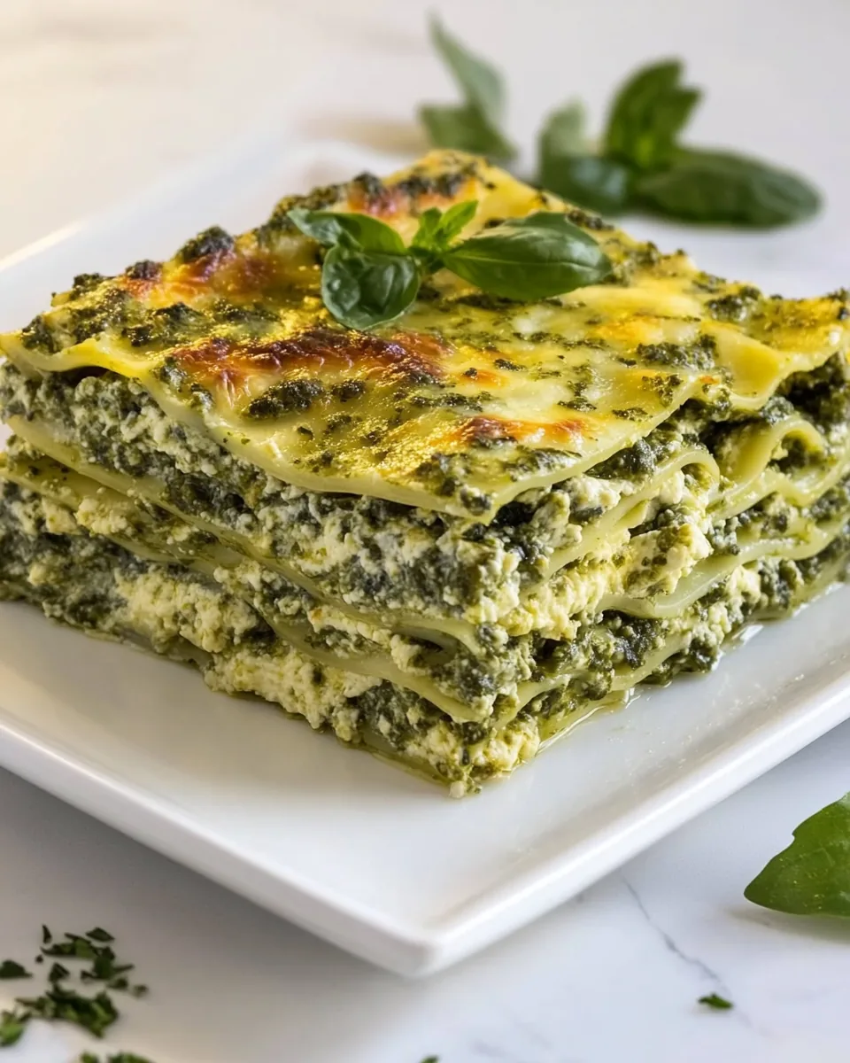 Veggie Pesto Spinach Lasagna